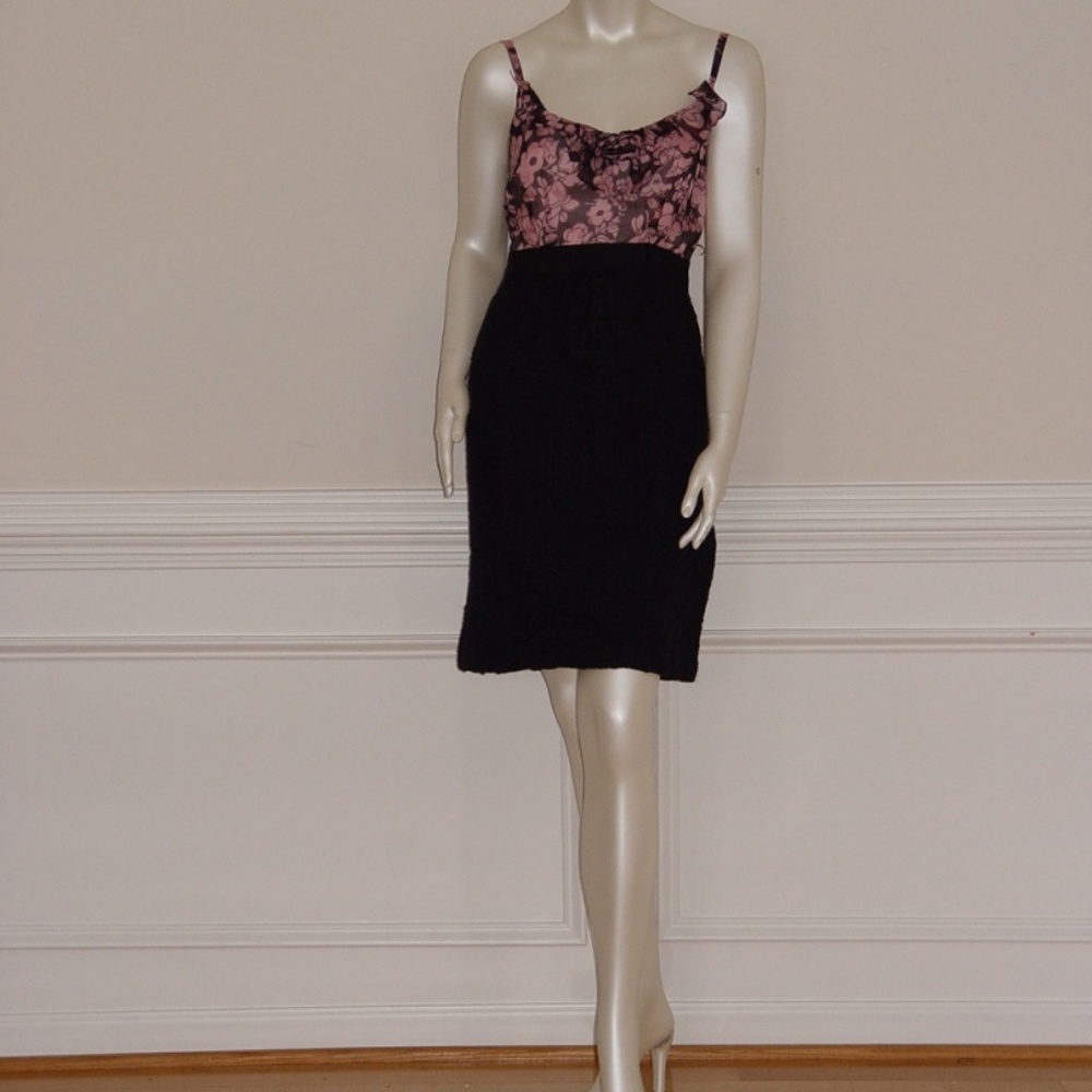 MILLY ROSE/BLACK ROSETTE COMBO DRESS - US 6 - Picture 3 of 6